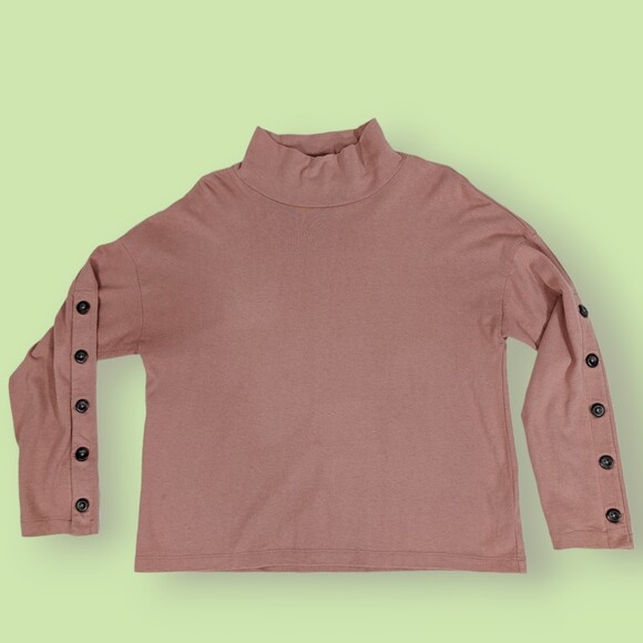 Madewell Button-Sleeve Turtleneck Top Dusty Rose S - Picture 3 of 7